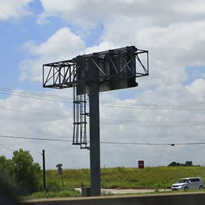 Single pole stainless steel traffic sign board with led light